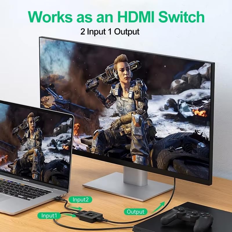 BDM HDMI Switch 4k@60hz, Bidirectional HDMI Switcher 2 in 1 Out, Manual HDMI Hub Supports HD Compatible with Laptop PC Xbox PS5/4/3 Blu-Ray Player Fire Stick Roku and More - Image 3